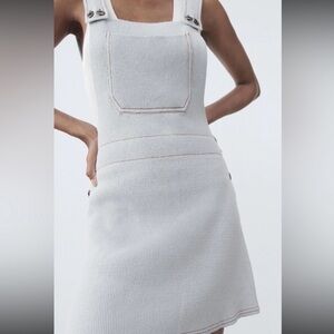 ZARA Light Blue Knit Jumper Overall Dress